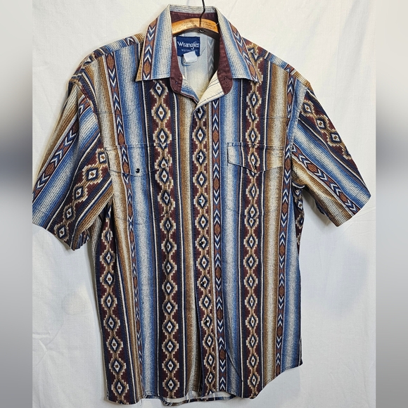 Wrangler vintage western Aztec striped short sleeve shirt - Picture 6 of 7